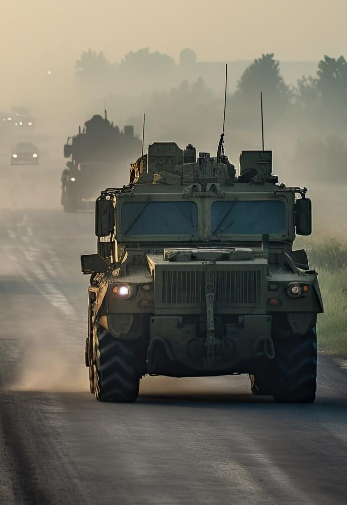 convoy-military-vehicles-driving-down-road